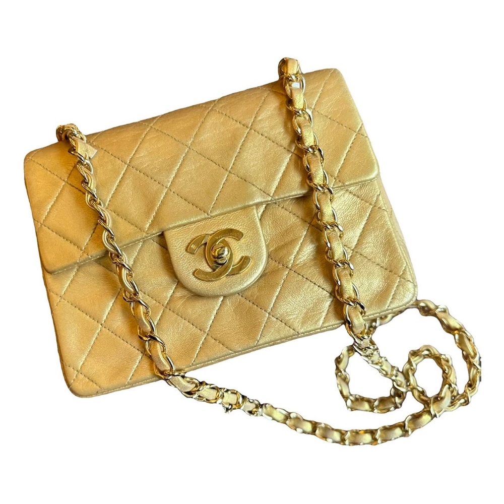 Vintage Chanel Metallic Gold Mini/Square Flap Bag